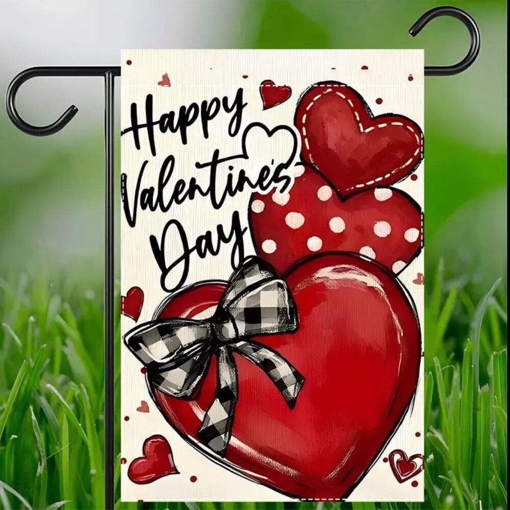 Happy Valentine Welcome Garden Flag Double Sided With Heart Farmhouse New Decor